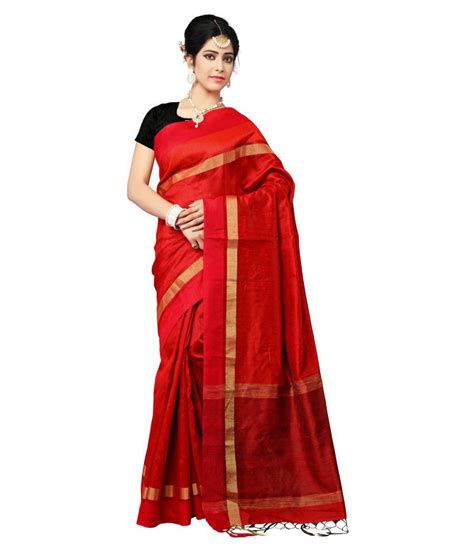 Vastrang Red Bhagalpuri Silk Saree Buy Vastrang Red Bhagalpuri Silk