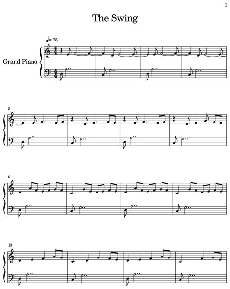 the swing sheet music for piano