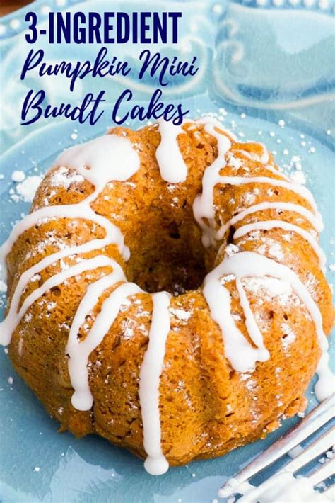 Instead of brushing the pan with butter, the recipe creator uses tahini to create a slick, nonstick surface. 3-Ingredient Pumpkin Mini Bundt Cakes - Smile Sandwich