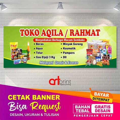 Cetak Spanduk Toko Sembako Banner Warung Sembako Kebutuhan Harian Bisa Request Custom