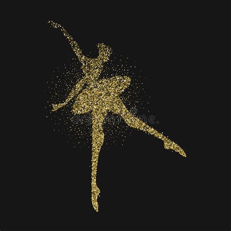 Ballet Dancer Girl Silhouette Gold Glitter Splash Stock Vector