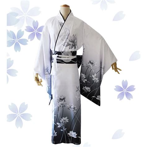 Elegant Print Flower Women Kimono Yukata With Obi Vintage Classic Geisha Clothing Japanese Style