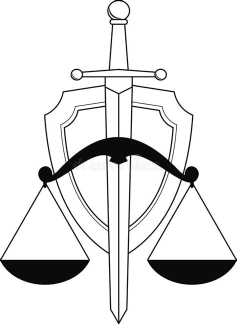 Emblem Of Justice Shield Sword And Scales Stock Vector Image 20694314