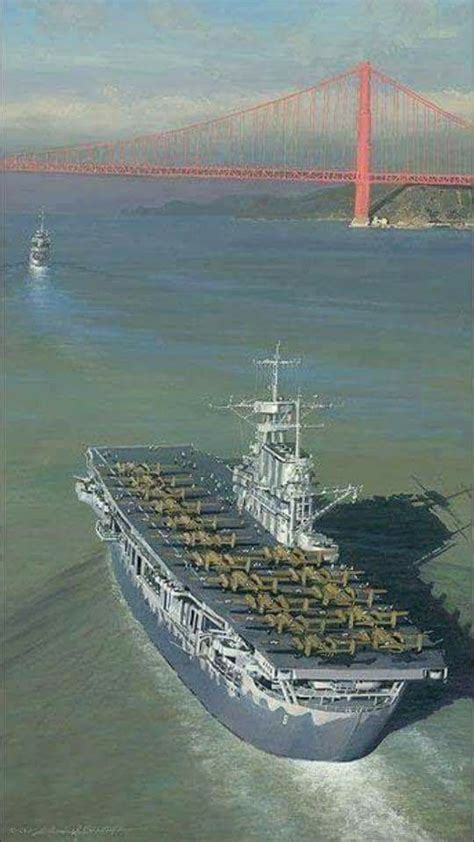 A Great Photo Of USS Hornet Leaving San Francisco Bay In Headed For Her Day Of Glory When