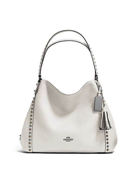 Lyst - Coach Edie Studded Leather Shoulder Bag in White