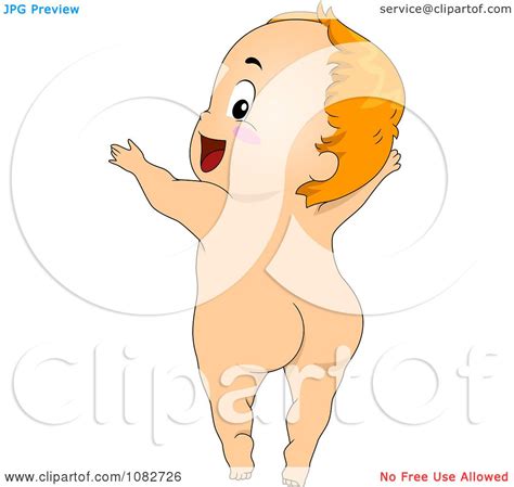 Clipart Naked Baby Boy Looking Back And Holding His Arms Up For A Hug Royalty Free Vector