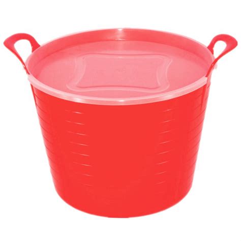 42 Litre Large Flexi Tub Flexible Rubber Storage Bucket With Lid Made