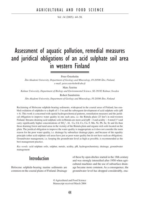 Pdf Assessment Of Aquatic Pollution Remedial Measures And Juridical