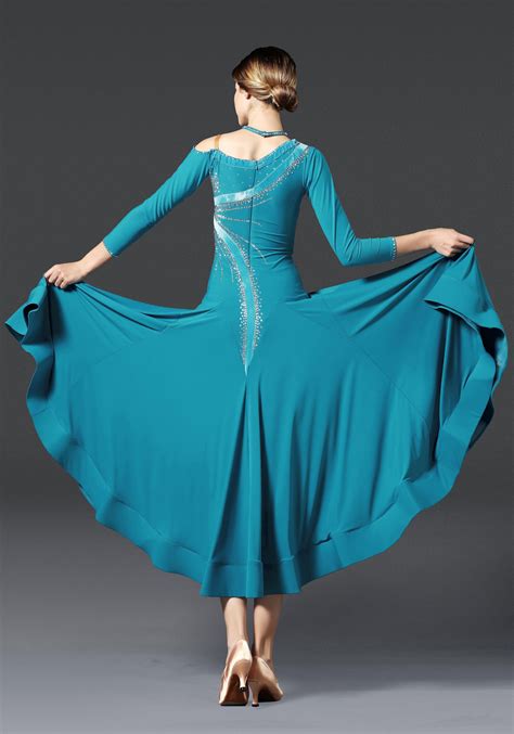 Luxury Crepe Turquoise Ballroom Smooth Practice Dance Dress