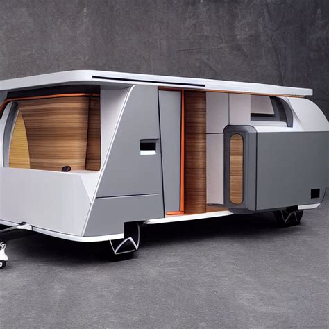 Prompthunt Futuristic Micro Camper Trailer Pulled By A Bicycle