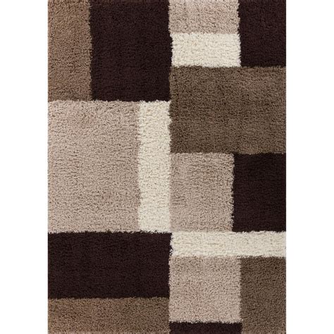Well Woven Madison Shag Cubes Beigebrown 5 Ft X 7 Ft Contemporary