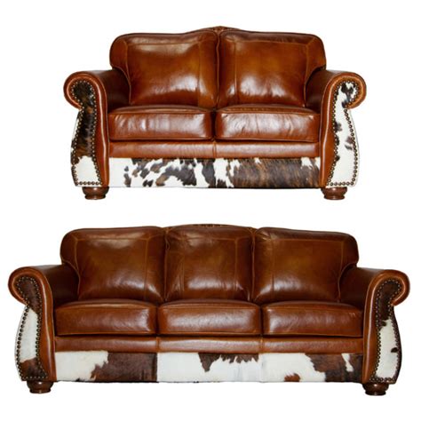 Free shipping and easy returns on most items, even big ones! Von Furniture | LeatherCowhide Rustic Sofa Set in Tan
