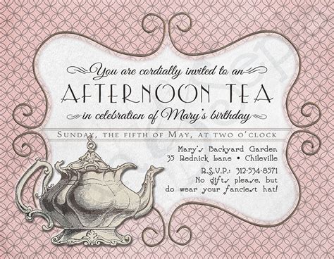 Printable Victorian Tea Party Invitation Printable Tea Party Birthday