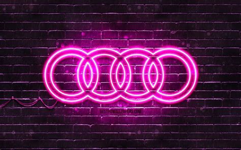 Download Wallpapers Audi Purple Logo 4k Purple Brickwall