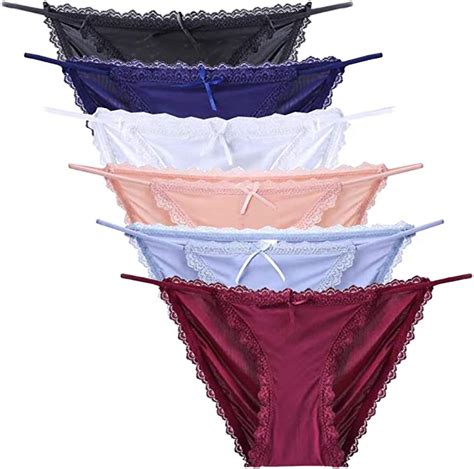 Womens Clothing S 6 Pack Womens Cotton Bikini With Lace Back Panties