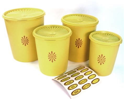 Vintage Tupperware Vintage Yellow Tupperware Canister Set Of Four