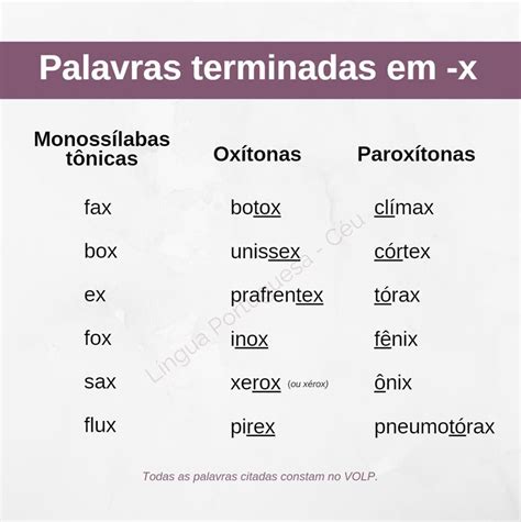 Palavras Que Terminam Com X