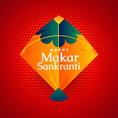 Free Vector Happy Makar Sankranti Festival Kite On Red Greeting Card