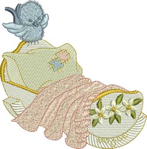Cradle and Bluebird Embroidery Motif - 01 - Timeless Teddy Bear Treasu ...