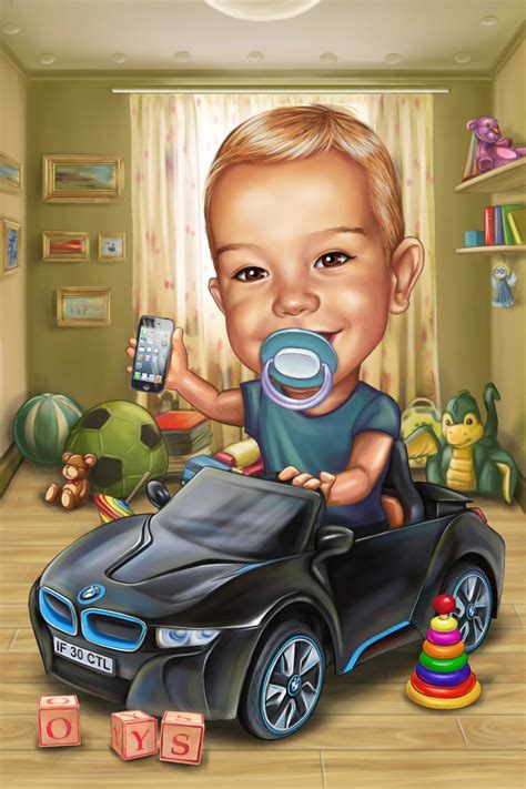 🎨 Customized Baby With Car Customized Caricature From Photo The