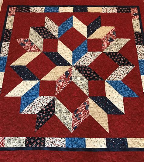 Quilt Of Valor Veterans Quilt Carpenters Star With Red Background