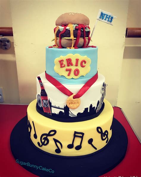 Praying for god's richest blessings for you happy birthday! 70th birthday cake individual design, music, burger, running, London | Cake, 70th birthday cake ...