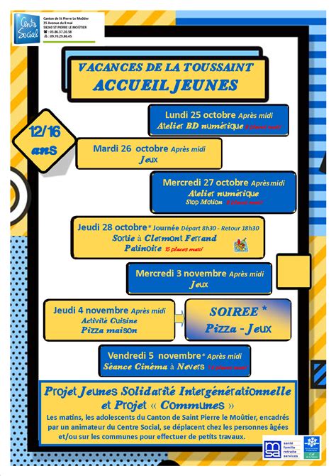 Accueil Jeunes Vacances De La Toussaint Centre Social Du Canton De