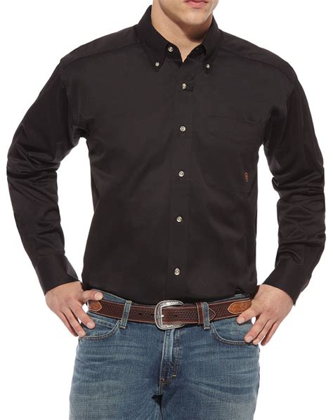 Ariat Mens Long Sleeve Solid Twill Shirt Black
