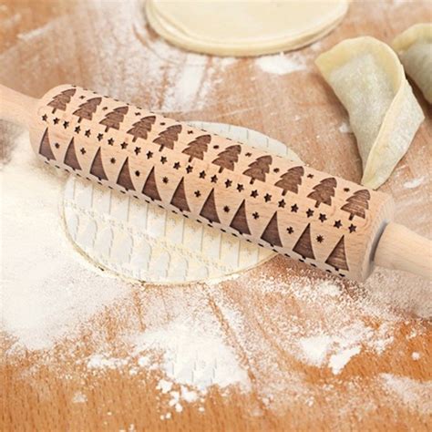 Icing Christmas Cookies Embossed Rolling Pin Engraved Keepsakes