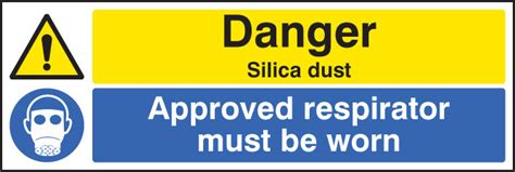 Danger Silica Dust Approved Respirator Must Be Worn Sign Uk Warning