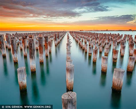 Sunrise At Princes Pier Photos Port Phillip Bay Melbourne Victoria