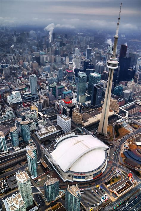 Aerial View CN Tower Rogers Centre TIA INTERNATIONAL PHOTOGRAPHY