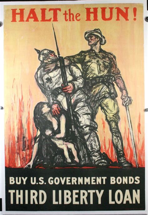 HALT THE HUN, A WW1 Propaganda Poster - Original Vintage Movie Posters