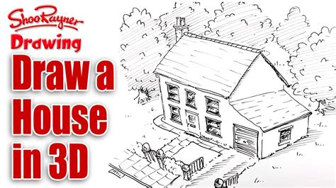 How To Draw A House In 3d Birds Eye View Youtube