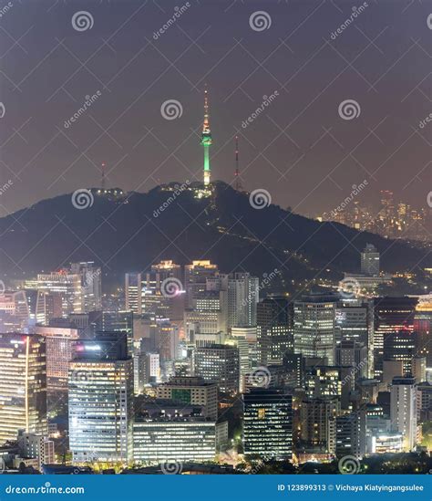 Night View Of Seoul Downtown Cityscape Stock Image Image Of Asia