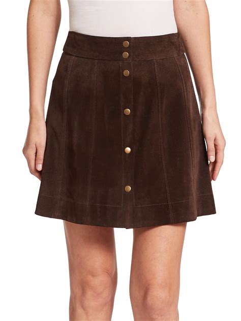 Lyst Frame Suede Mini Skirt In Brown