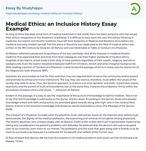 Medical Ethics An Inclusice History Essay Example StudyHippo Com