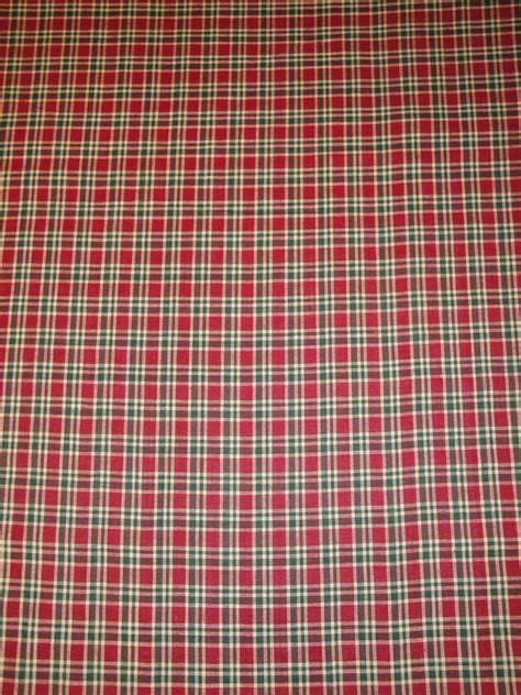 Red Green And Natural Plaid Homespun Fabric Sold By The Yard