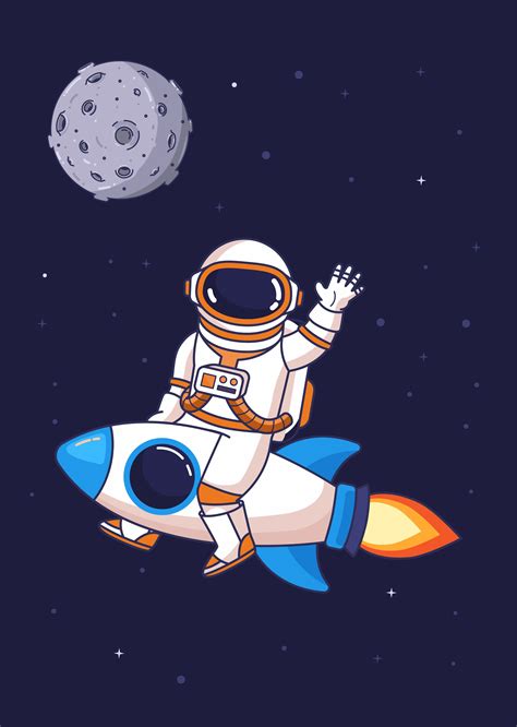 Astronaut On The Rocket Poster By Yellowline Displate Astronaut Illustration Astronaut