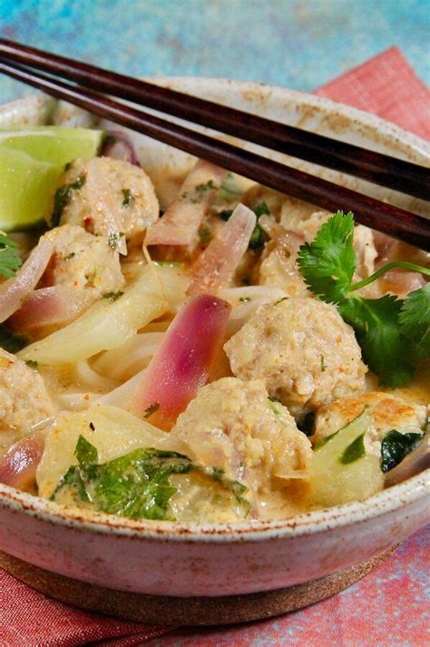 Thai green curry with shrimp. Thai Chicken Meatball Noodle Soup | Recipe in 2021 | Thai chicken meatballs, Chicken meatballs ...