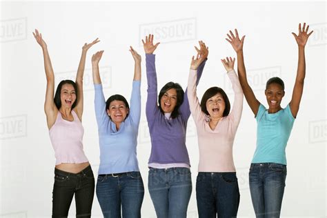 Group Of Multi Ethnic Women Cheering Stock Photo Dissolve