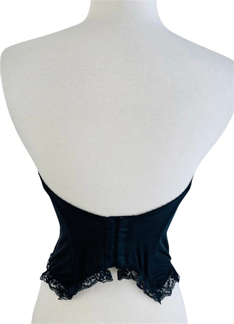 Vintage 70s Black Lace Bustier Corset Free Shipping Thrilling