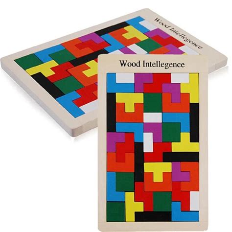 Kids Montessori Wooden Russia Tangram Tetris Intelligence 3d Puzzle