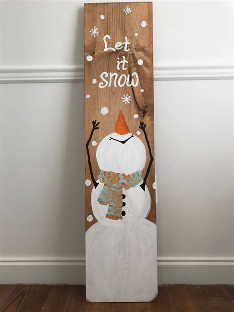 Let It Snow Snowman And Welcome Double Sided Porch Sign Christmas