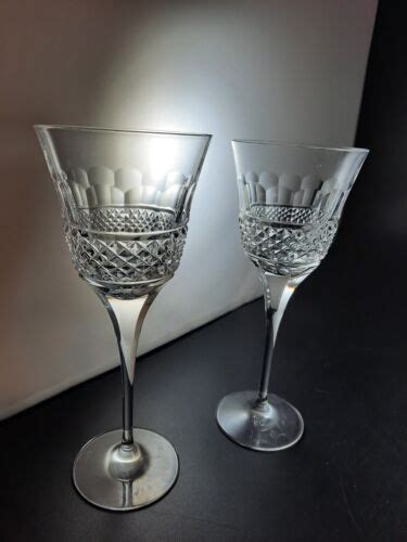 Set Of 2 Vintage Davinci Tivoli Diamond Cut Crystal Water Wine