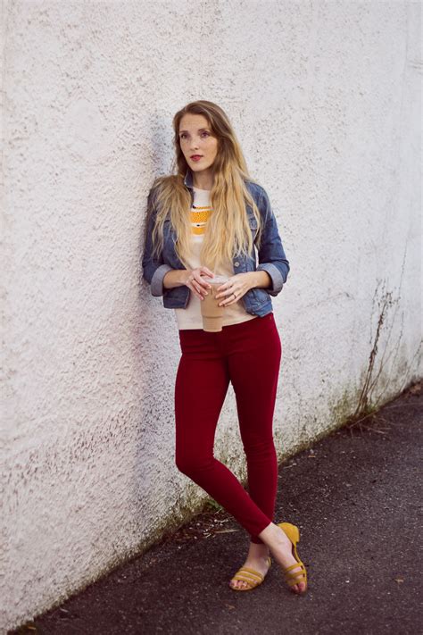 Red Skinny Jeans Graphic Tee One Brass Fox
