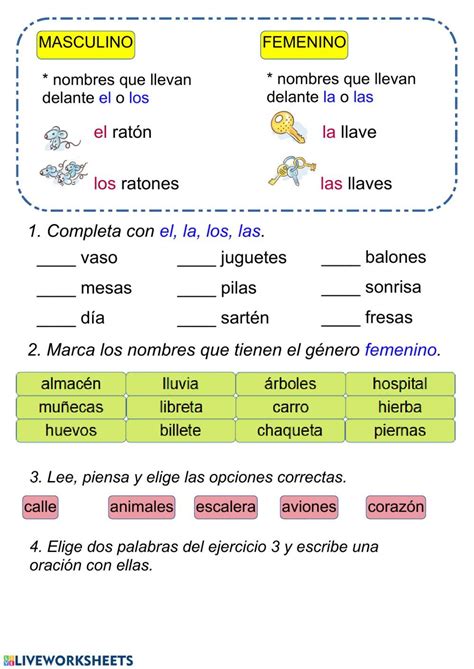 Actividades Para Repasar Los Sustantivos Masculinos Y