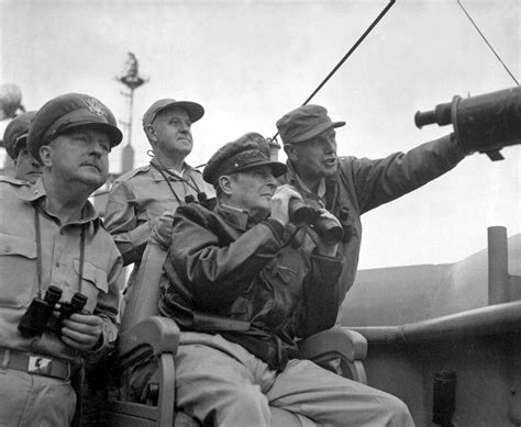 General Douglas Macarthur Observes The Naval Shelling Of Incheon
