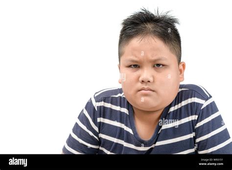 Obese Fat Asian Boy Angry Expressing Negative Emotion Annoyed With