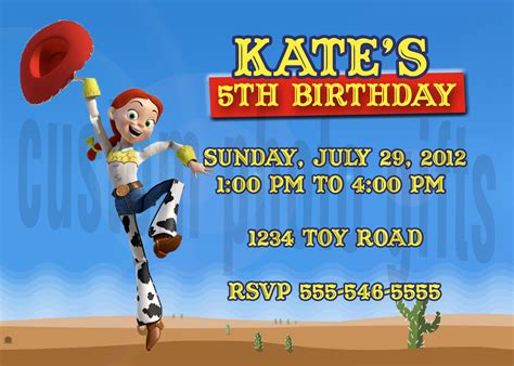 Personalized Toy Story Jessie Birthday Invitation Digital File You Print Greeting Cards